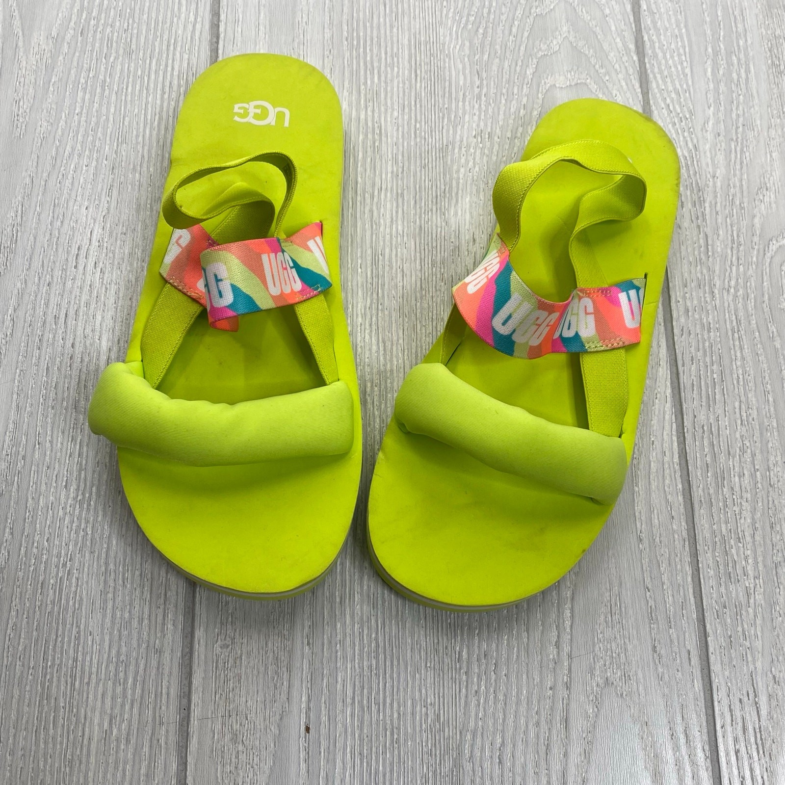 Ugg Women’s Lime Green Strappy Zuma Sling Sandals Size 6