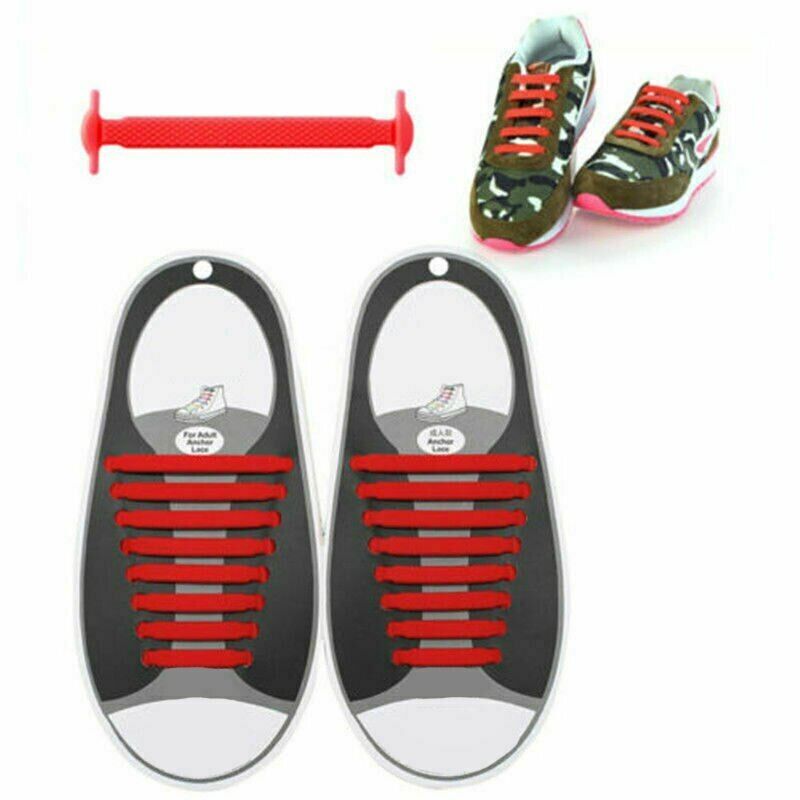 16Pcs Easy No Tie Shoelaces Elastic Silicone Flat Lazy Shoe Lace Strings Adult