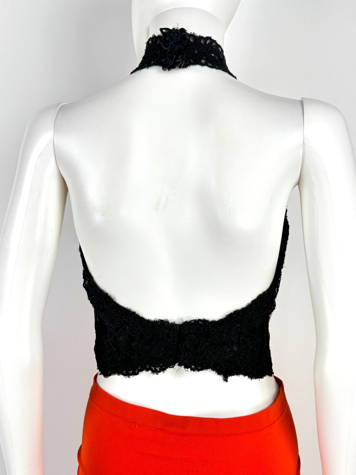 Only Hearts Vintage 36 C US BIack Lace Halter Corset Lingerie Boning Top Auth