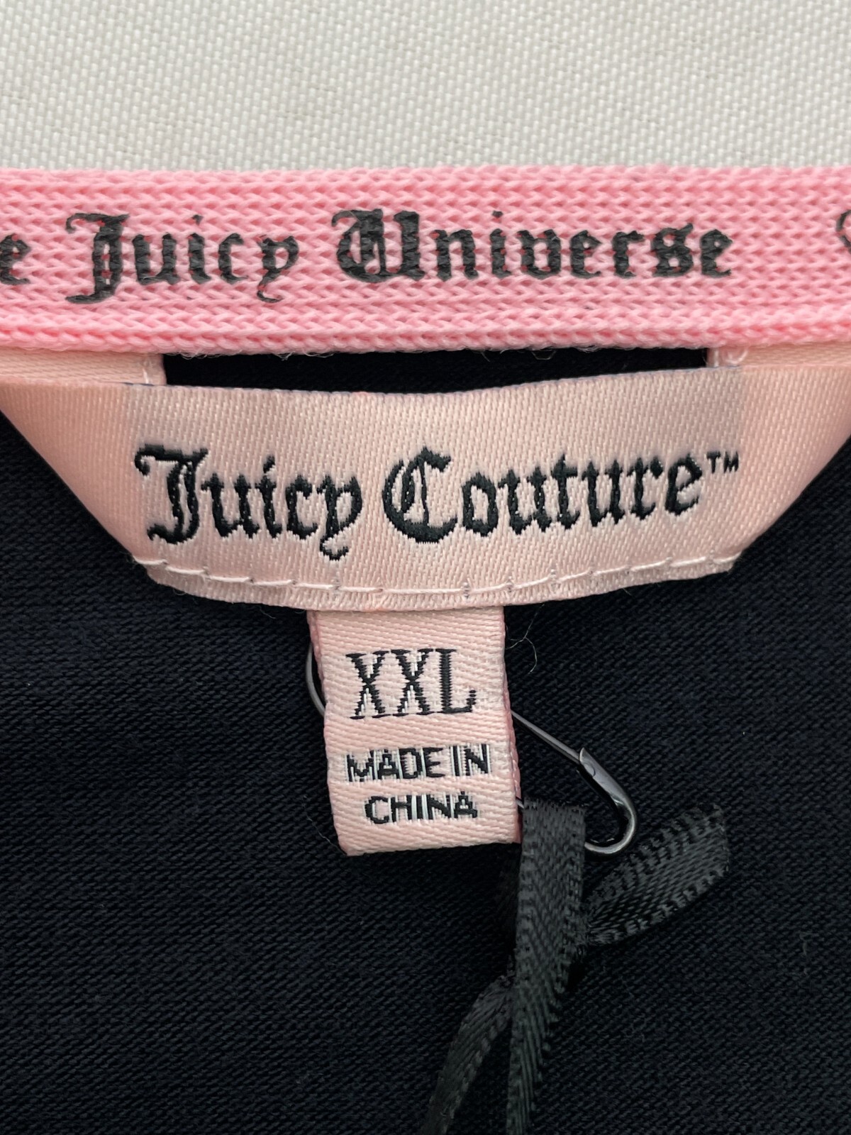Juicy Couture 3/4 Sleeve Cross Front Pitch Black Top Women’s XXL NWT