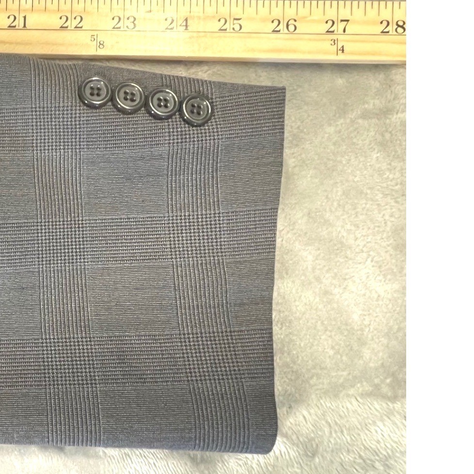 Corporate Image Tailored 42L Wool Blazer Mens Size Gray Glen Plaid Jacket *Flaw