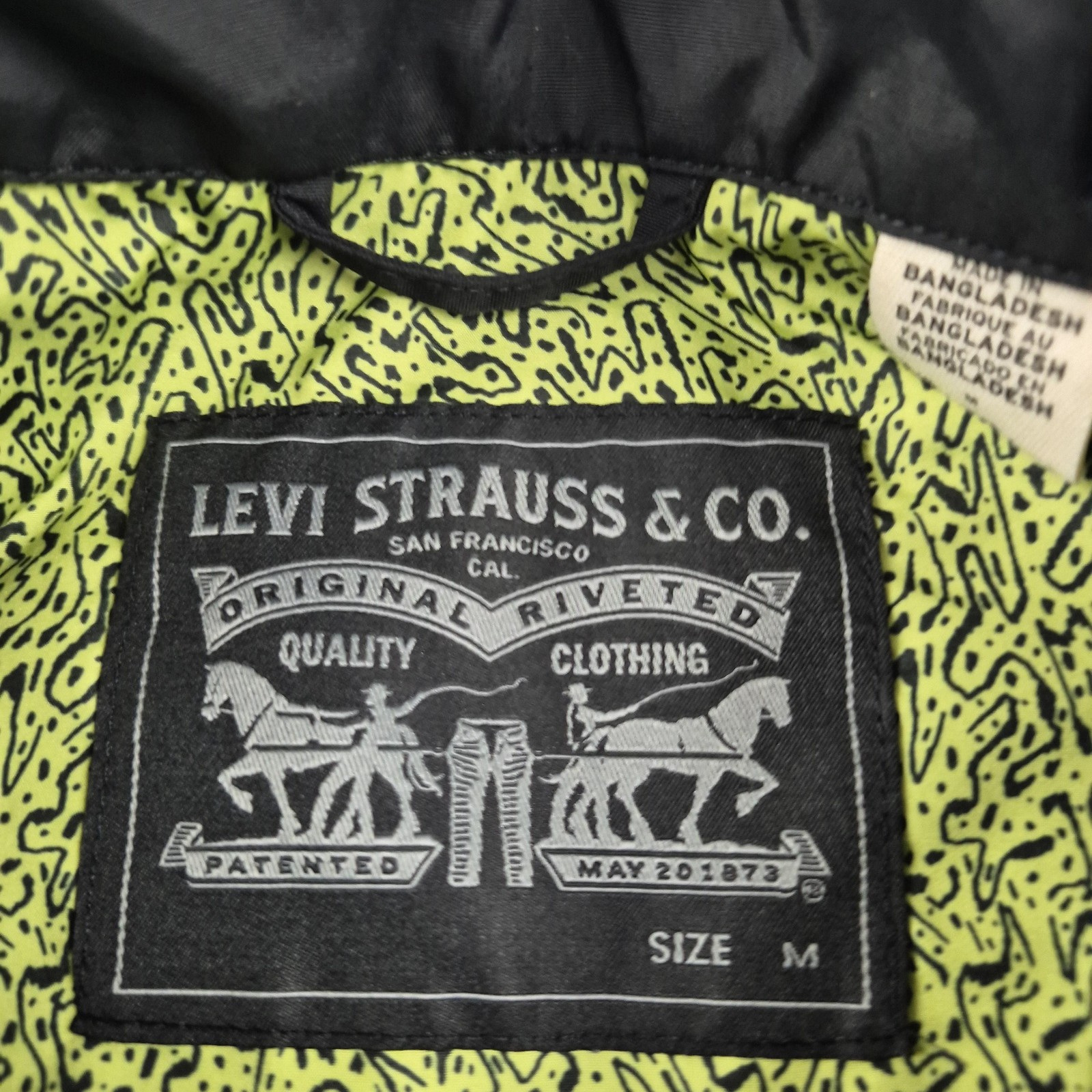 Levis Jacket Mens Medium Black Coach Windbreaker Lined Lightweight Casual