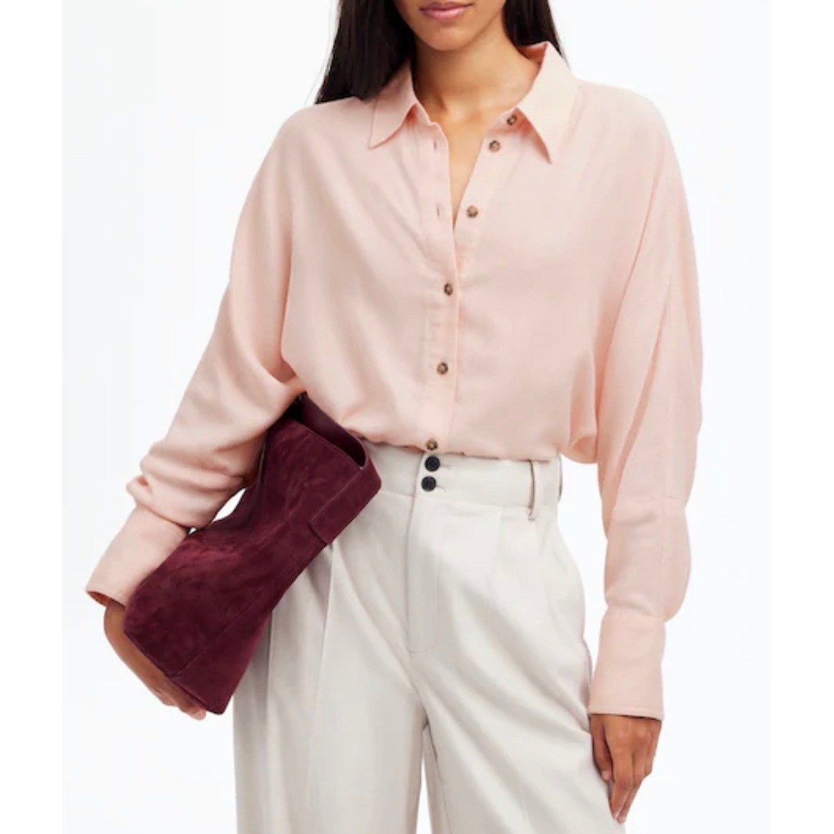 Madewell Womens Dusty Pink Heathered Lightweight Flannel Dolman Button XXS New