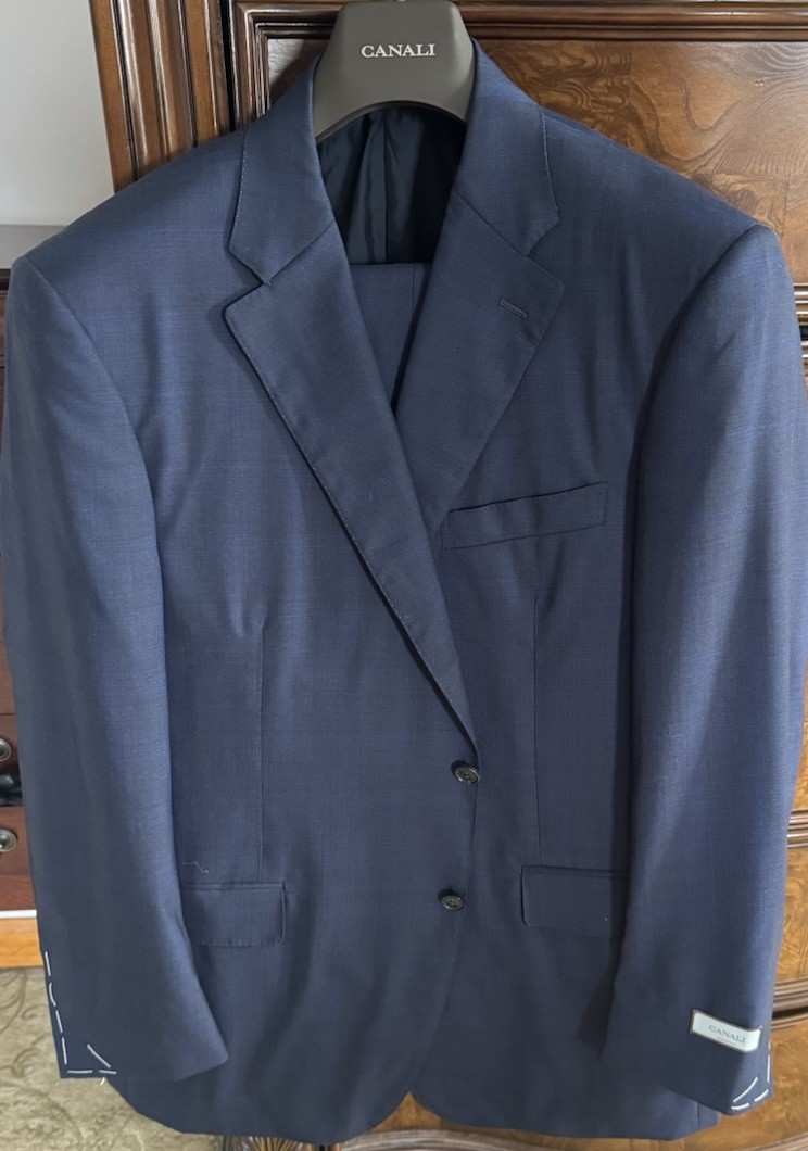 CANALI Dark Navy Windowpane Check Suit Super 160’s EU 58/US 46R MSRP $2495