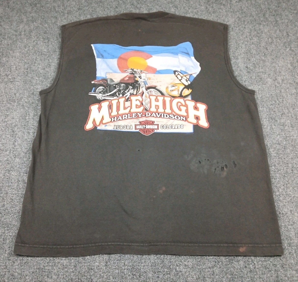Harley Davidson Mile High Aurora Colorado Sleeveless Muscle Shirt Mens Size XL