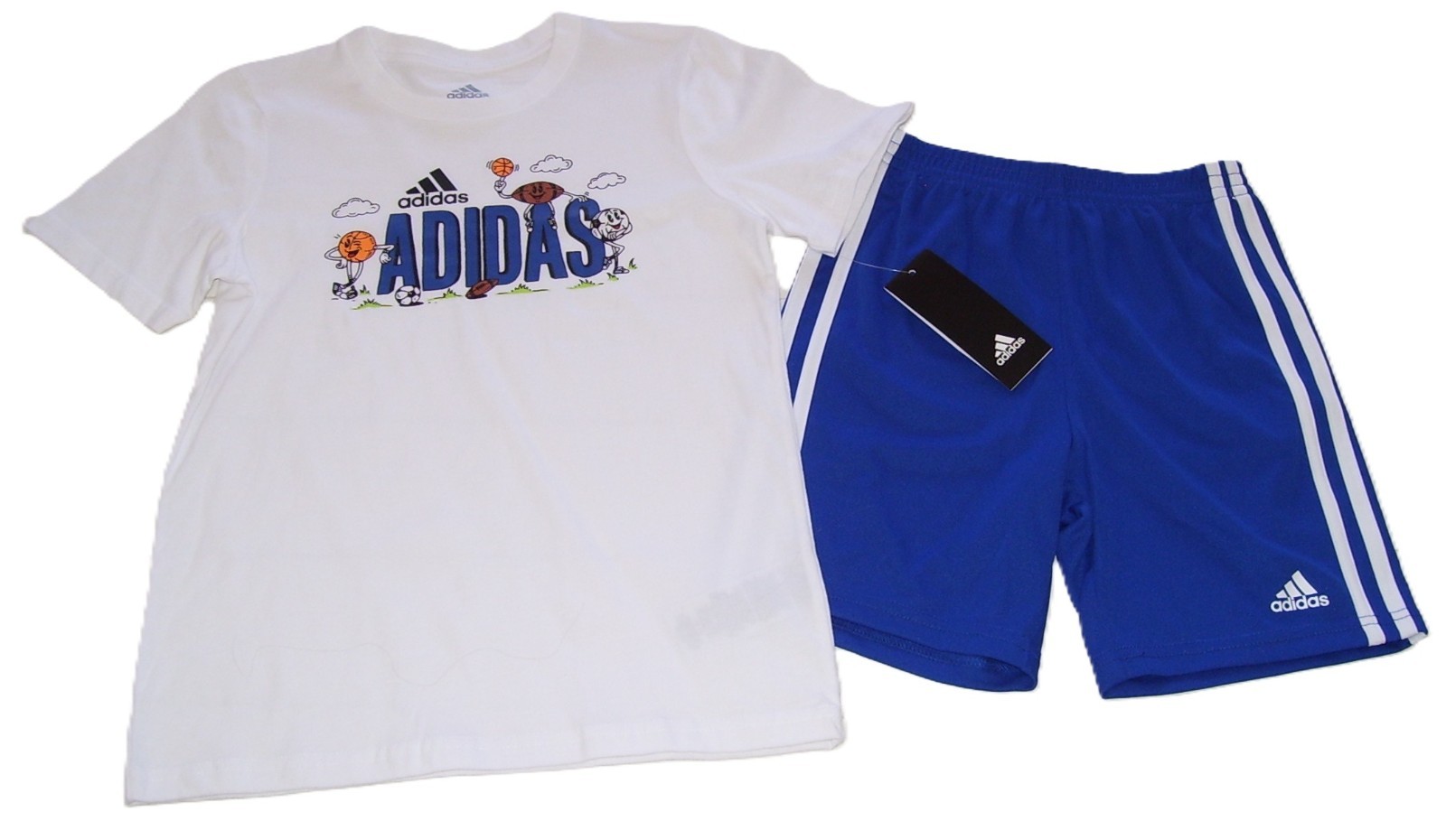 ADIDAS Sports Basketball Football Soccer T Shirt Shorts Gym Athletic Outfit 7