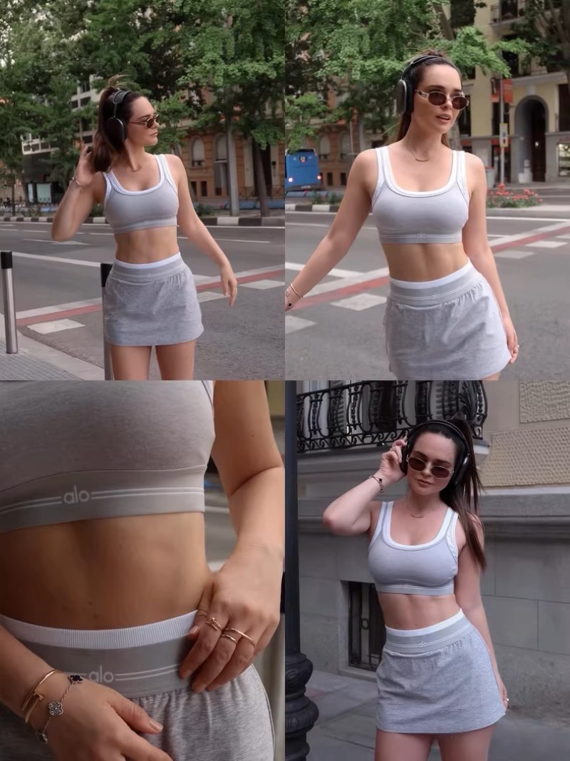 NEW AIo Yoga Airbrush Better Together Bra+Tennis Skirt Suit Casual Women’s Set
