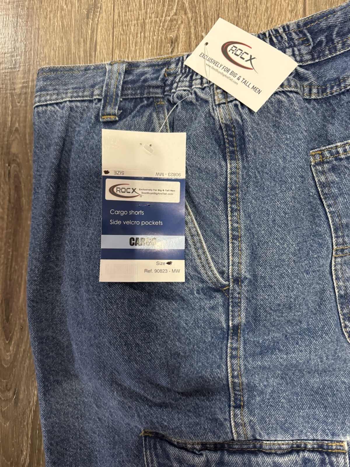 Big Mens ROCXL Denim Cargo Shorts with Semi Elastic Side Size 50 NWT $60
