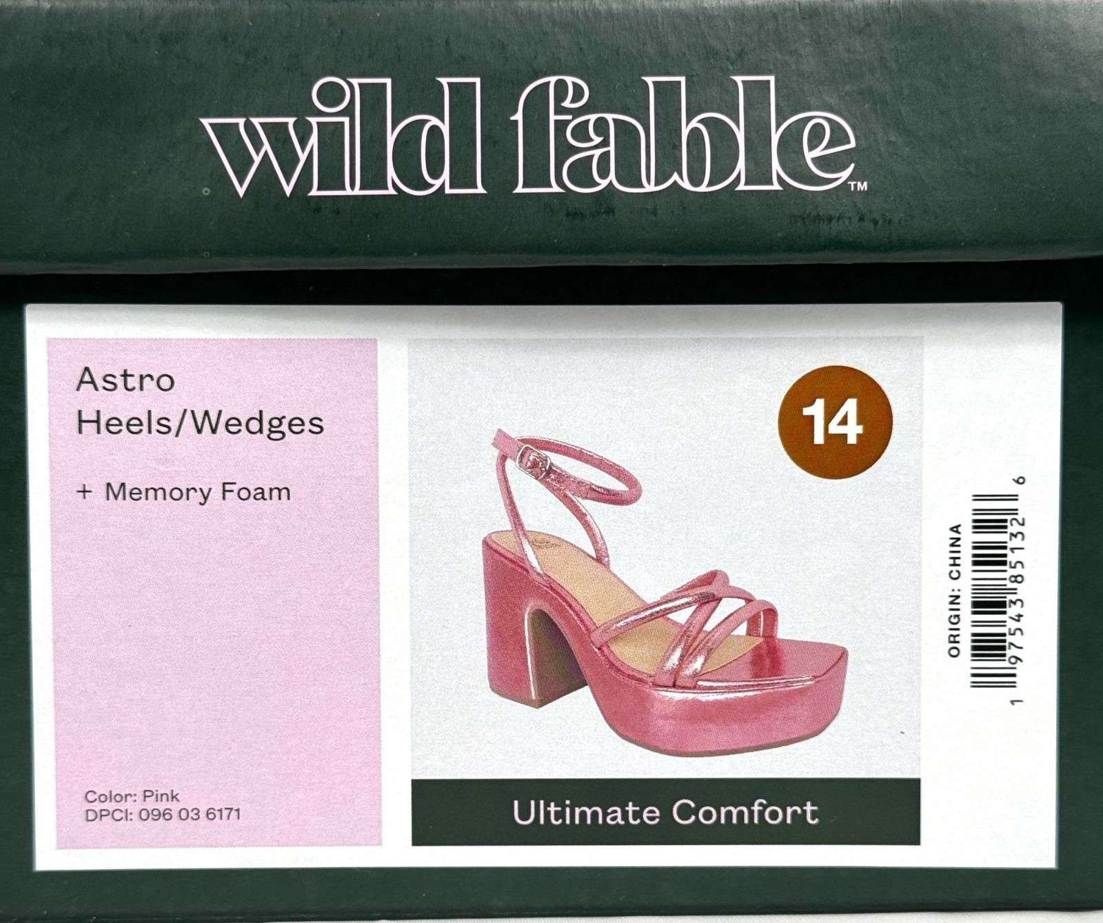 Wild Fable Pink Strappy Platform 4″ Astro Heels w/ Memory Foam Womens Sz 14 NIB
