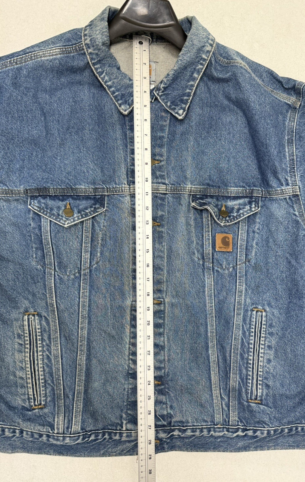 Vintage CARHARTT J12DST Mens 3XL Reg Cotton Denim Trucker Jean Jacket