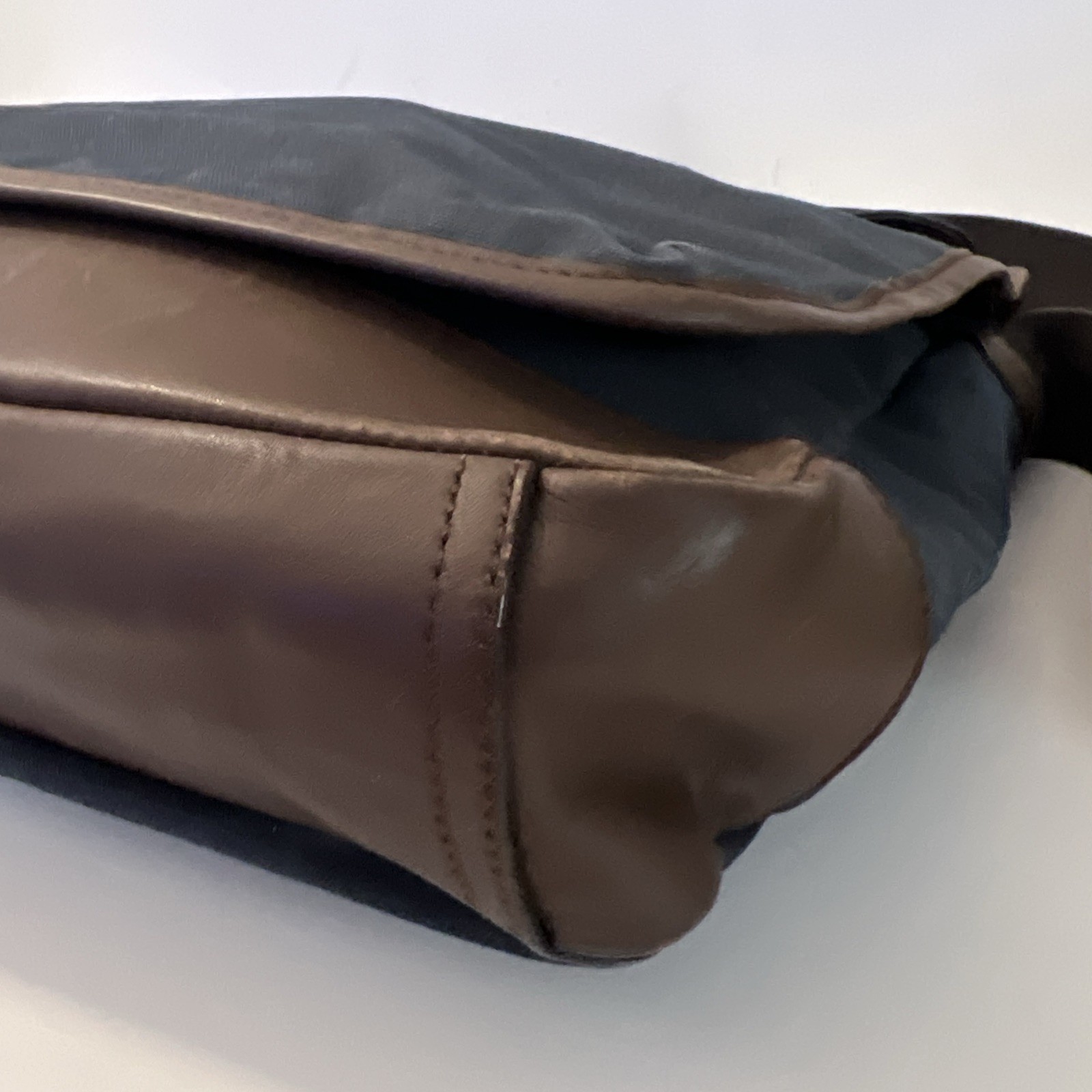 COACH Camden Messenger Bag Brown Grayish-blue Canvas Leather Trim 70829