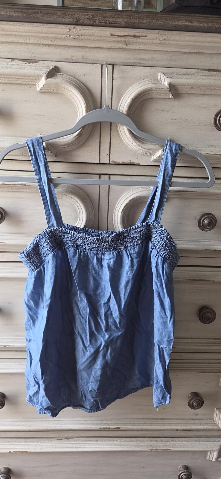 Old Navy Blue Smocked Spaghetti Strap Tank Top Size M