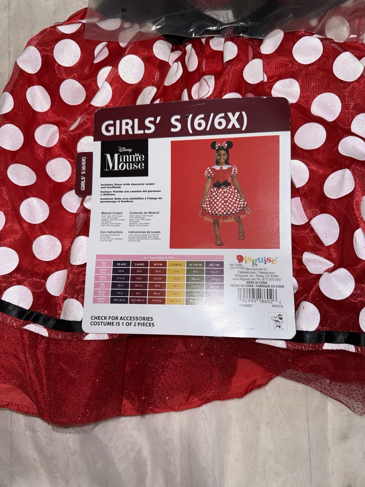 Disney Classics Girls’ Minnie Mouse Costume Dress Sizes S(6/6X)