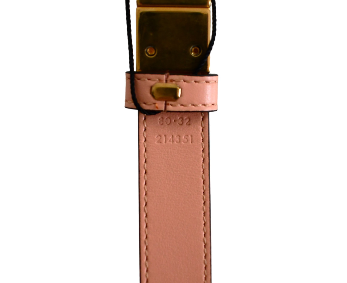 🆕️Auth GUCCI Beige Ebony Peach GG MARMONT REVERSIBLE Women’s Belt IT-80 US-32