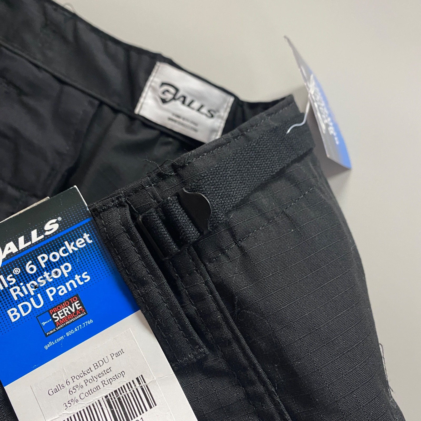 GALLS Mens Medium x 32″ 6 Pocket Ripstop BDU Pants Black Poly Cotton Tactical