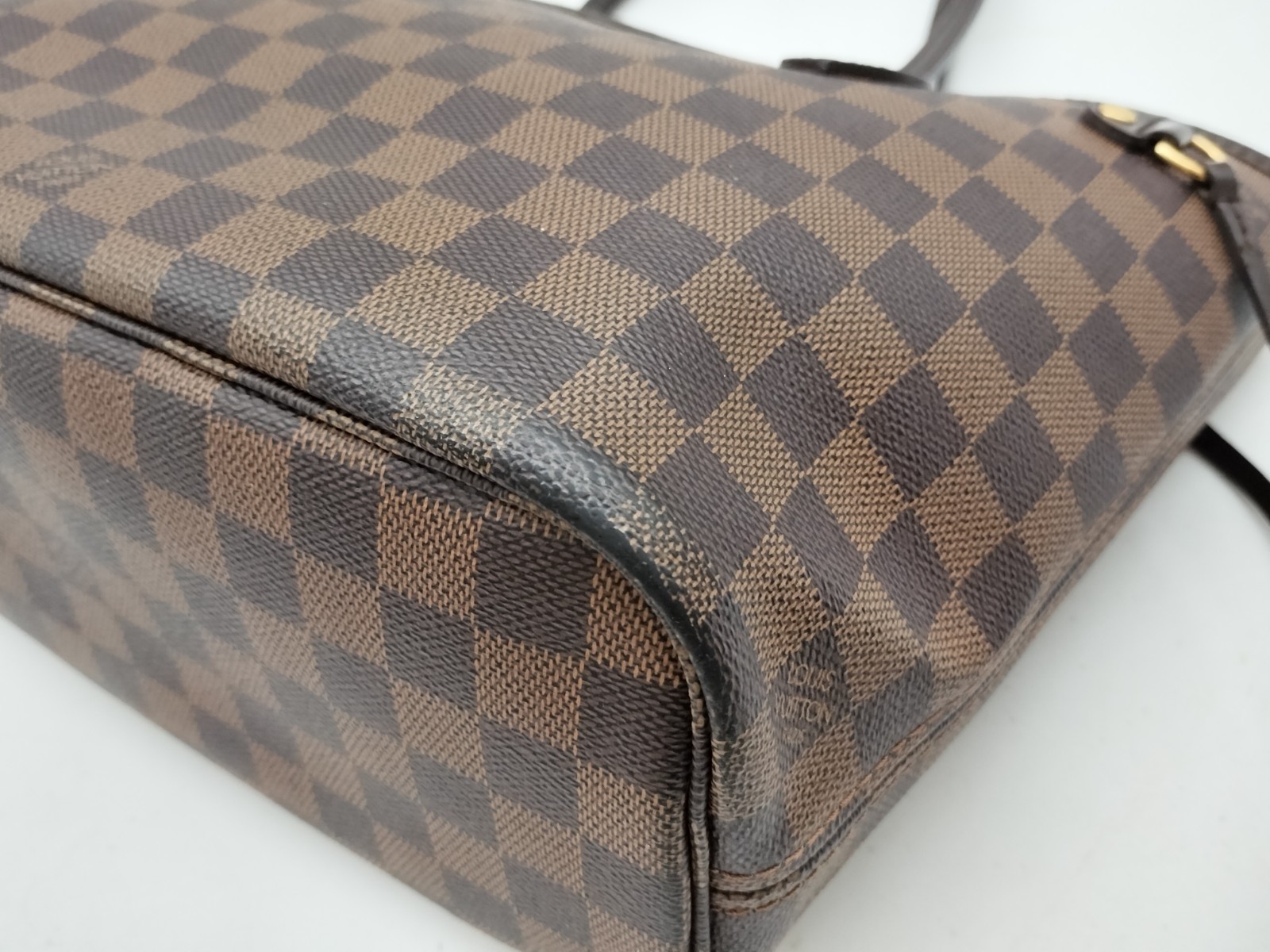 LOUIS VUITTON Neverfull PM Damier Ebene Canvas Brown Tote Bag N51109 Authentic