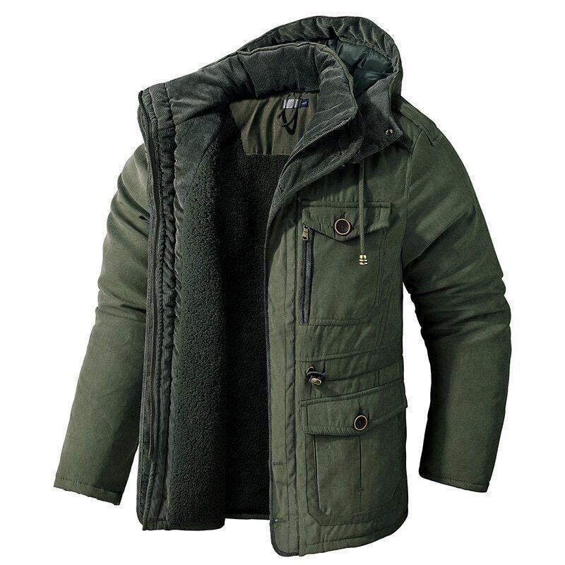 Men’s Warm Winter Parka Fleece Coat Thick Padded Hooded Outdoor Casual Jacket