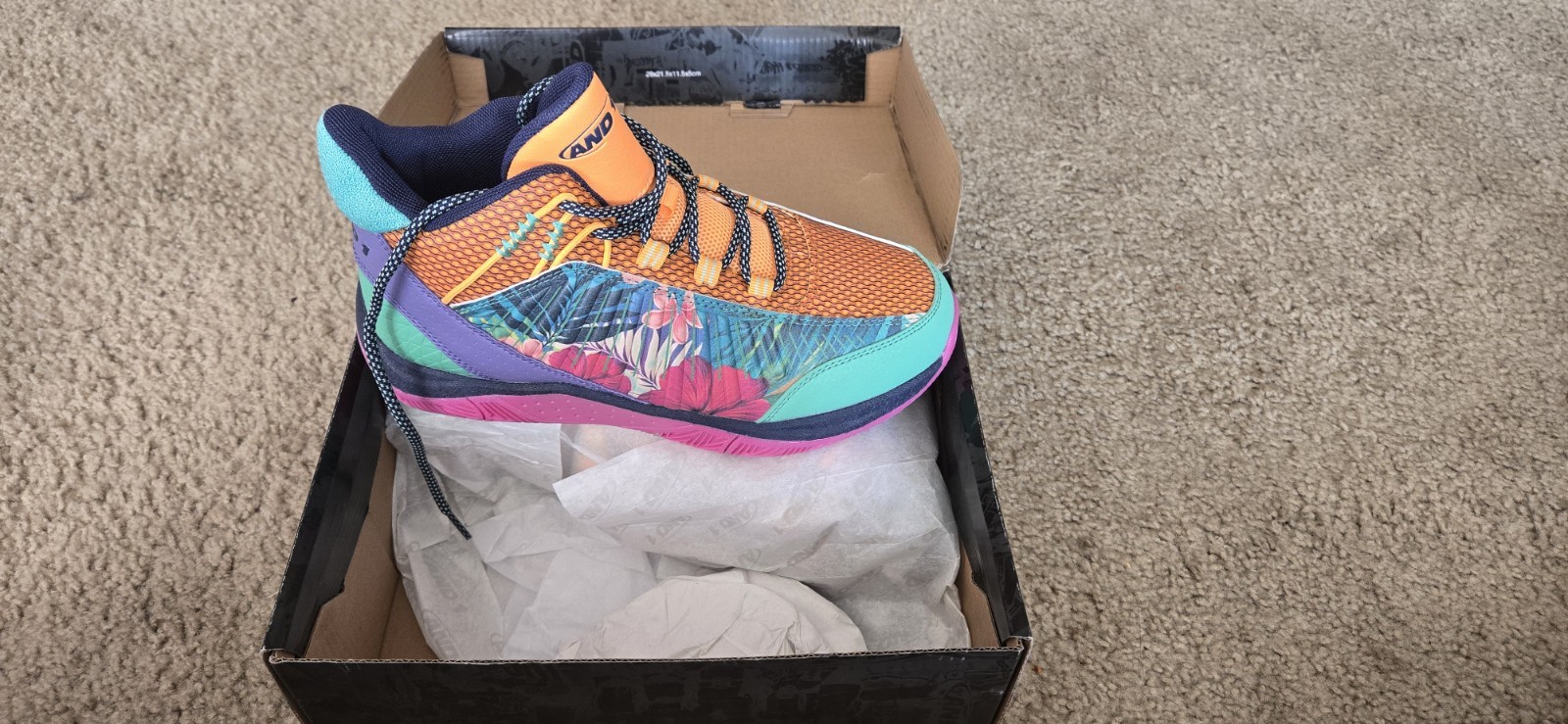 AND1 Explosive T Orange Teal Pink Purple Navy Low Top Lace-Up Athletic Sneaker