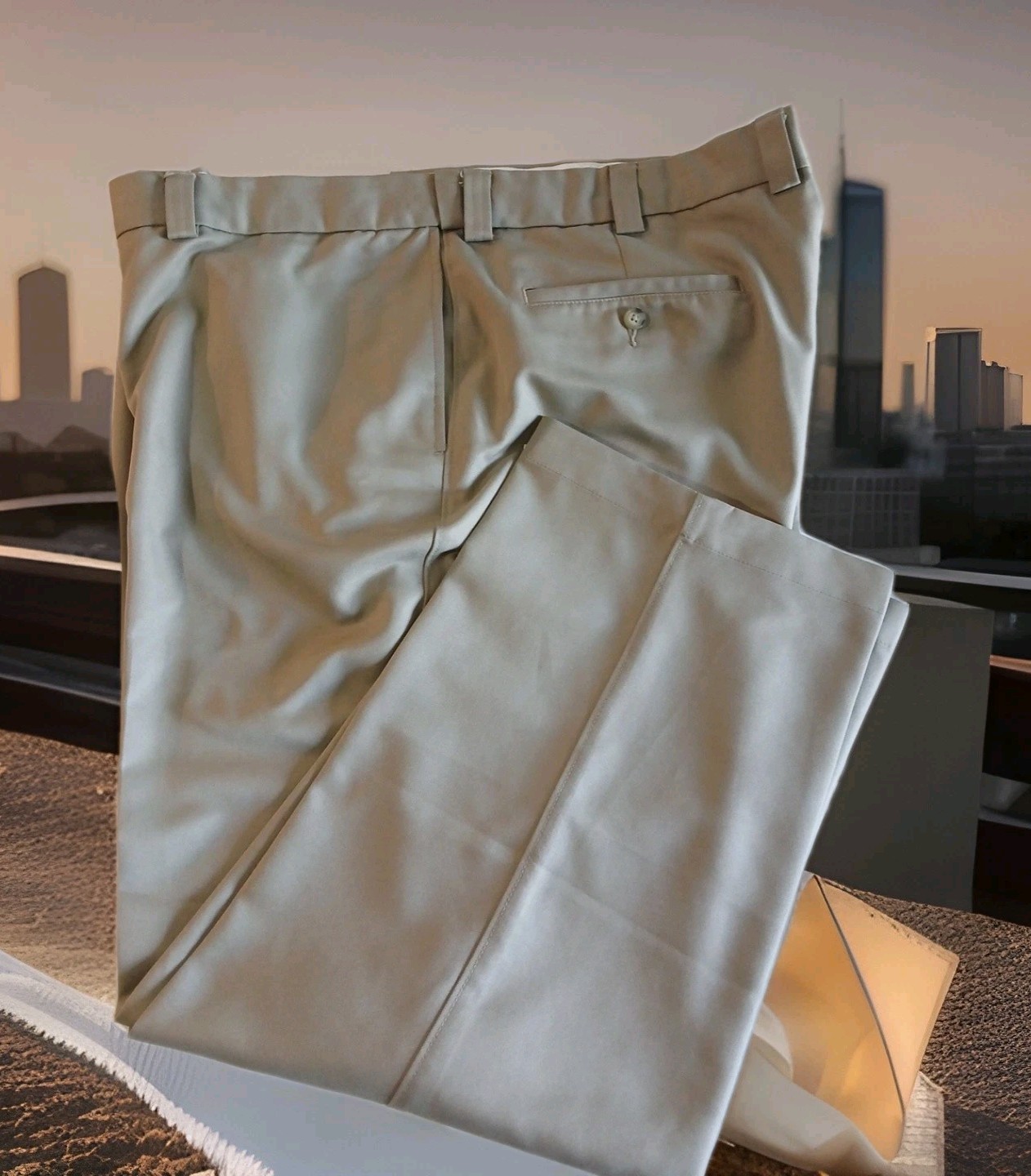 OAK HILL BEIGE STRAIGHT LEG CHINO MEN’S PANTS IN SIZE 48X30