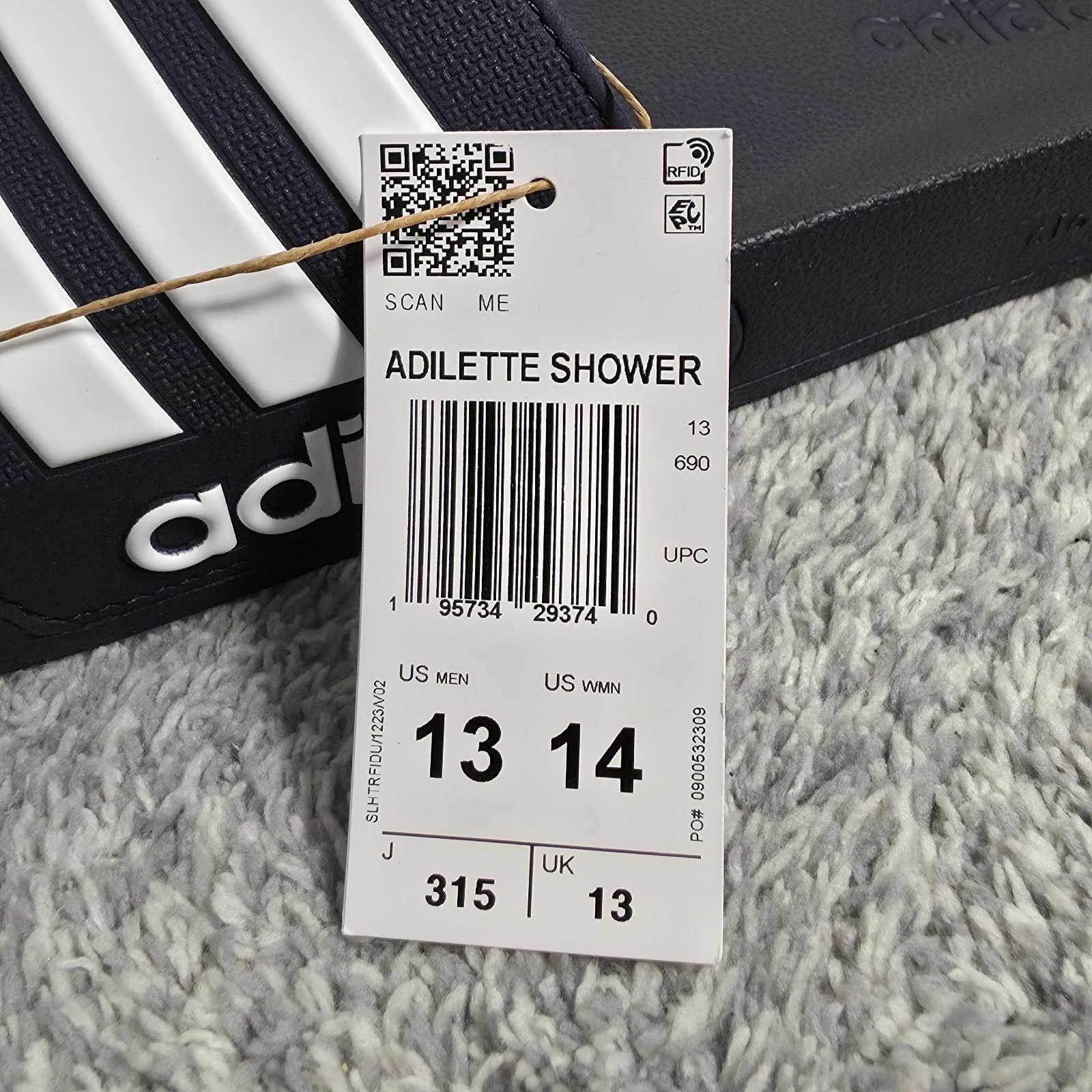 Adidas Adilette Shower Slides Men’s 13 / Women’s 14 GZ5920 Flip Flops Navy NEW