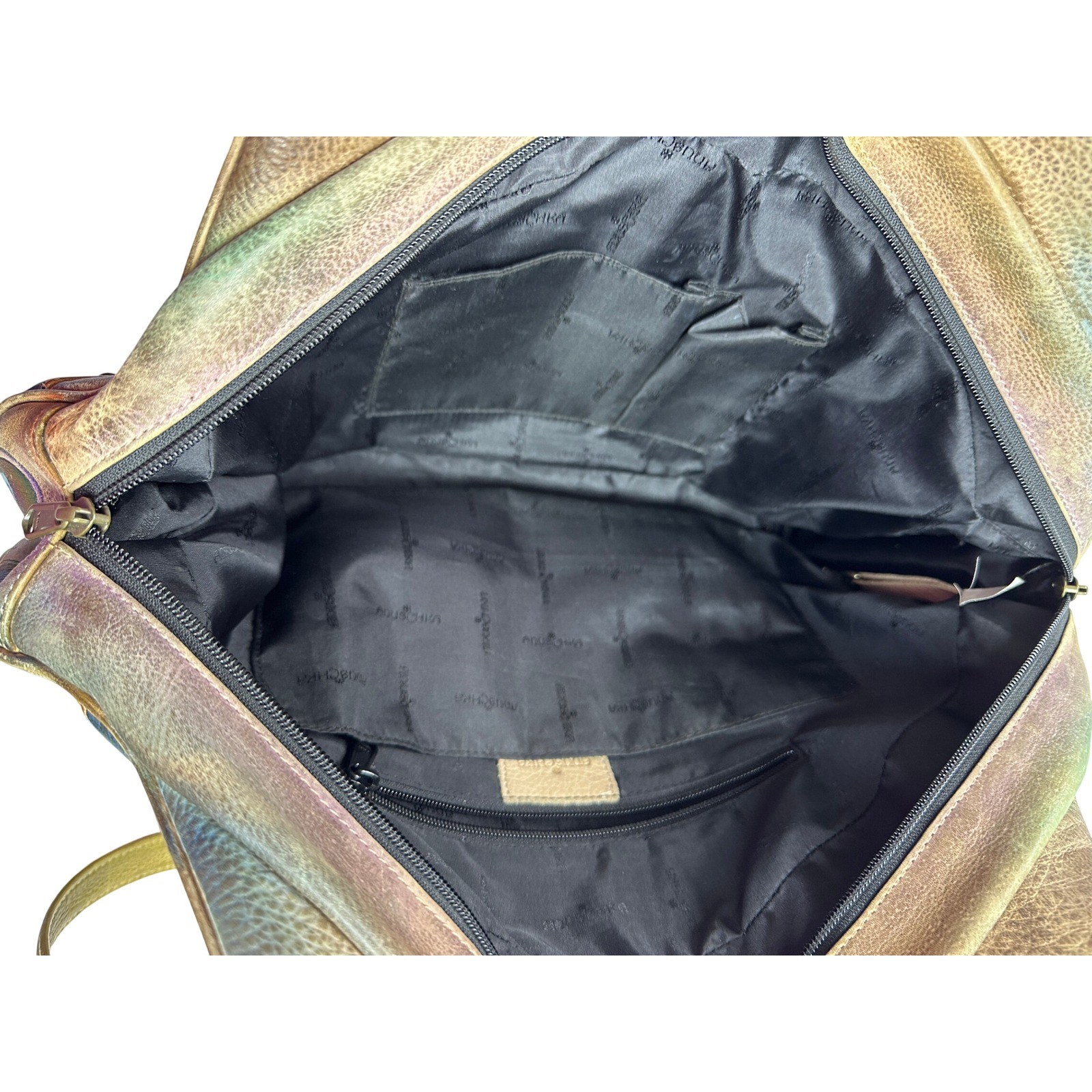 Anuschka Hand Painted Leather Peacock Riveted Floral Shoulder Hand Bag KC