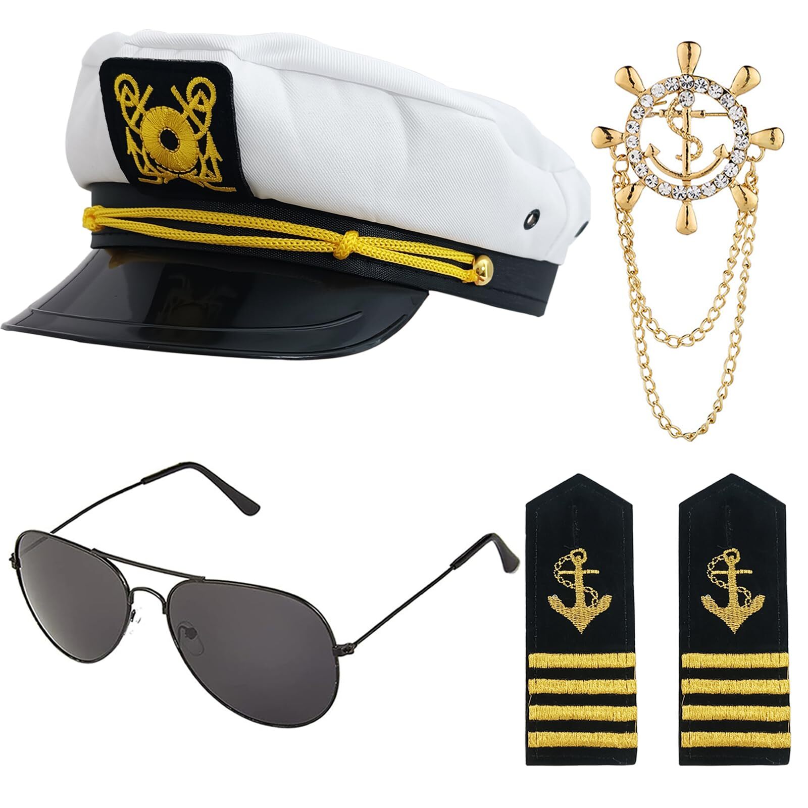 Yacht Captain Hat Accessories Captain Costume for Men Yacht Rock Party Attire…