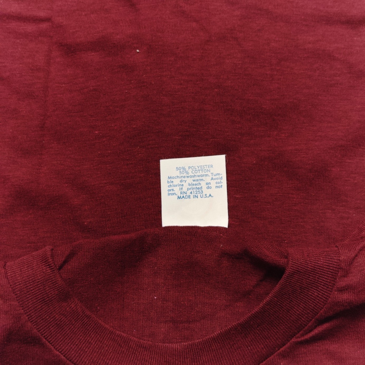 Vintage Cal Cru Adult S Maroon T-Shirt Short Sleeve Made in USA NOS