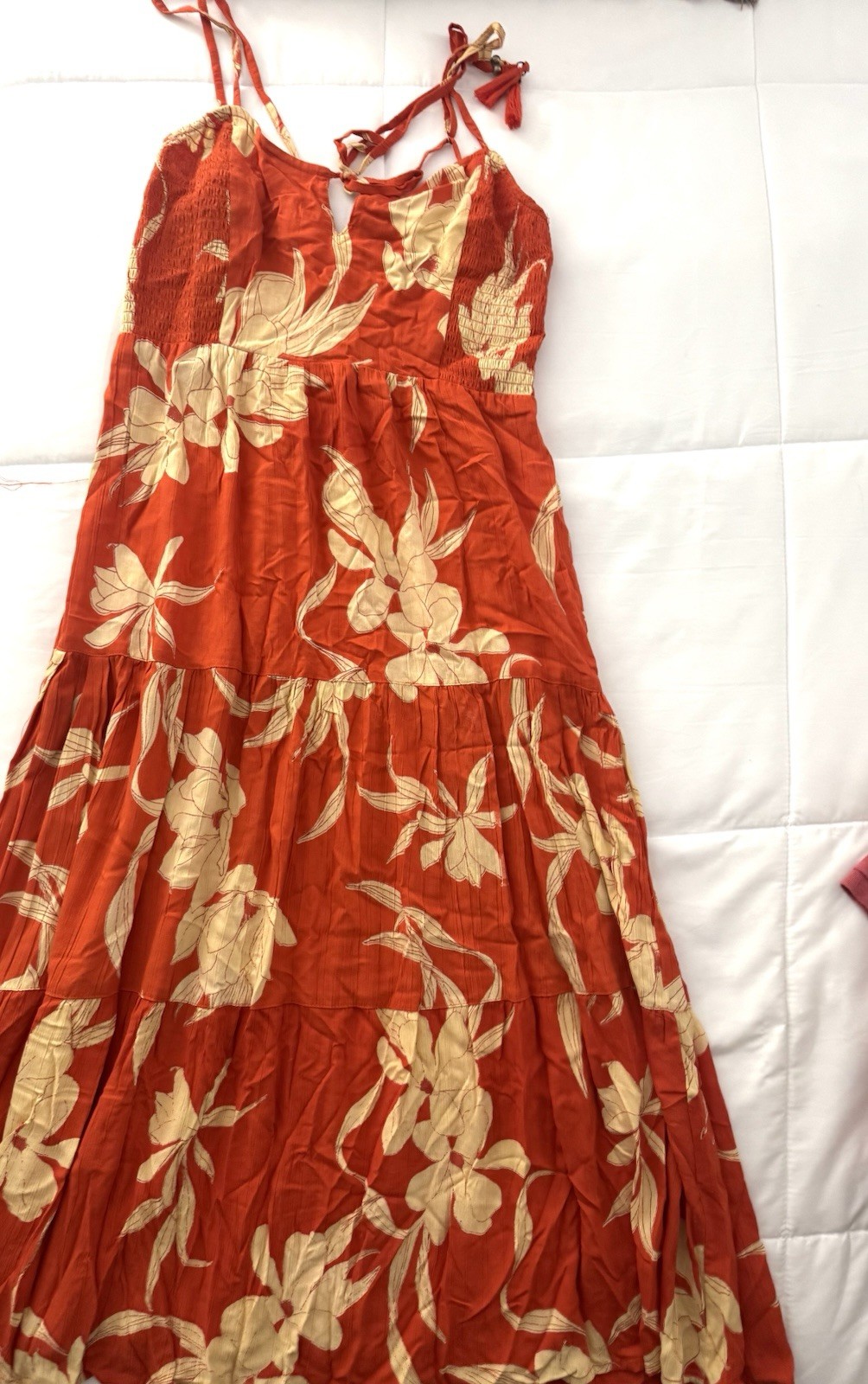 Angie Women’s Floral Sleeveless Maxi Dress V-Neck, Lightweight, Size S