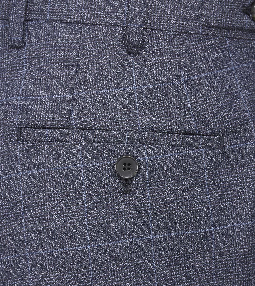 Skopes Men’s Check Pattern Suit Trouser Anello in Blue Waist 32 to 56