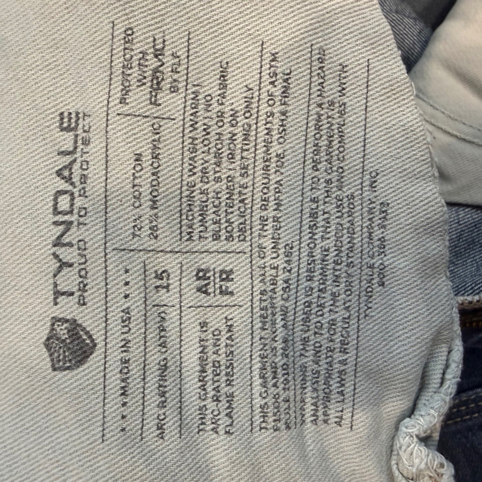 Tyndale FRMC Mens Flame Resistant Work Jeans Blue Denim 36×34 F290T Made in USA