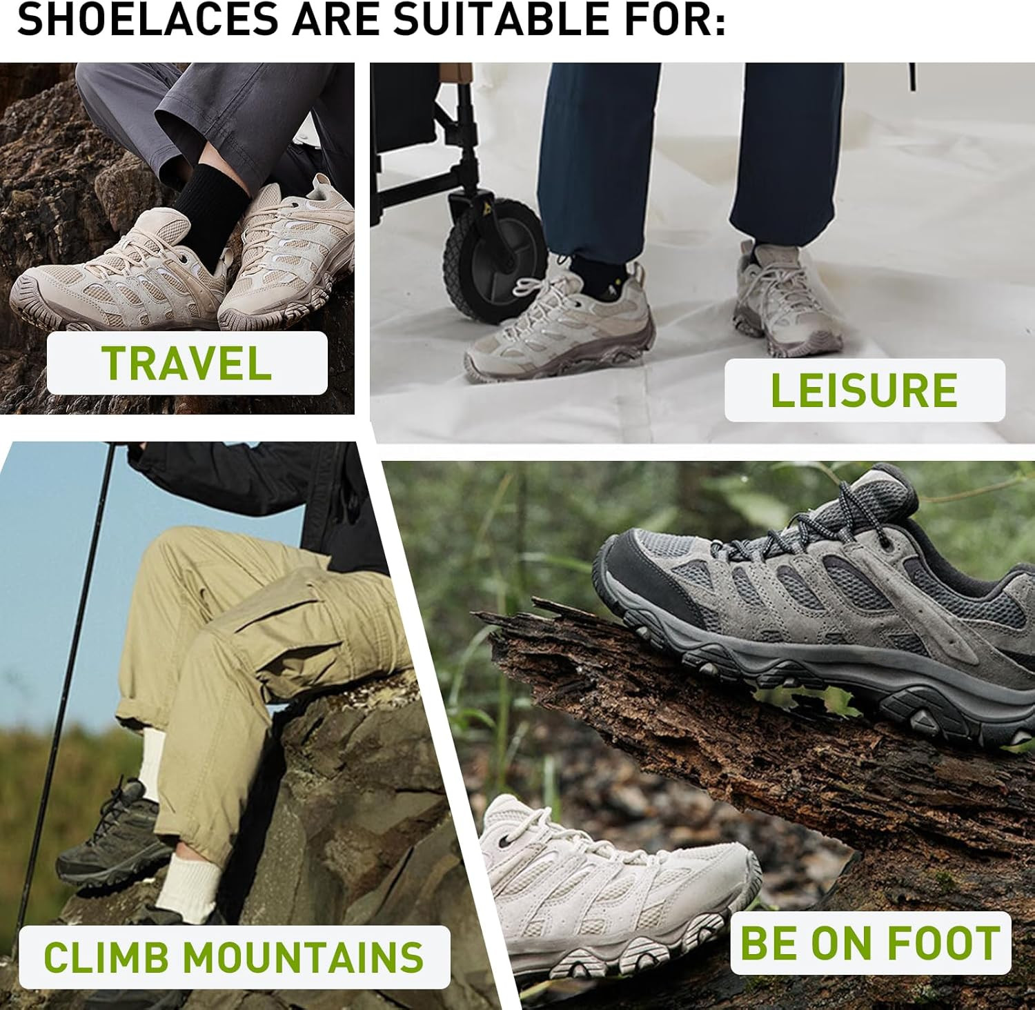 2 Pairs Shoelaces for Merrell Moab Boot, 13/64”(5Mm) Boot round Shoe Laces Stri