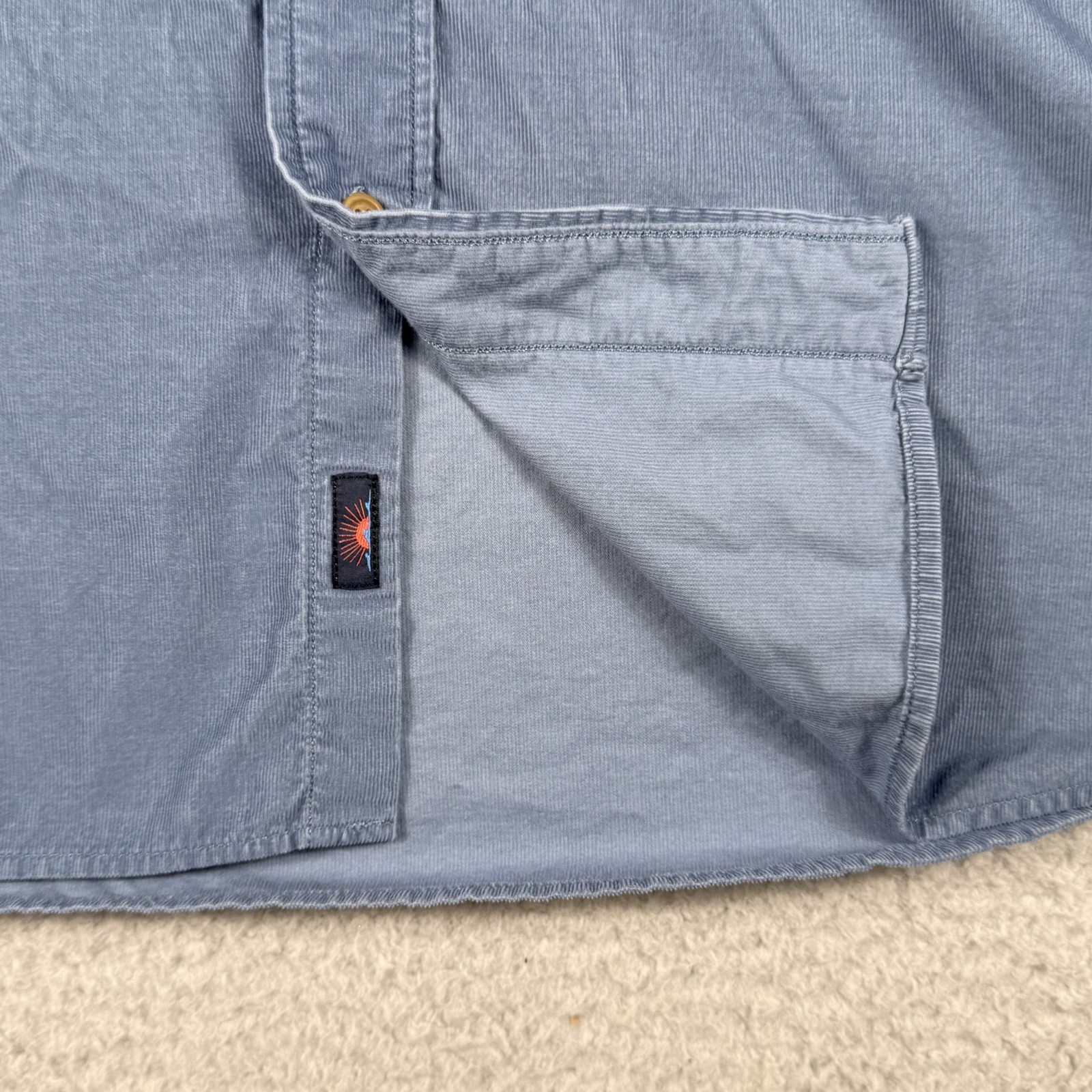 Faherty Shirt Men Large Blue Coruroy Needle Micro Cord Button Outdoor Beach READ
