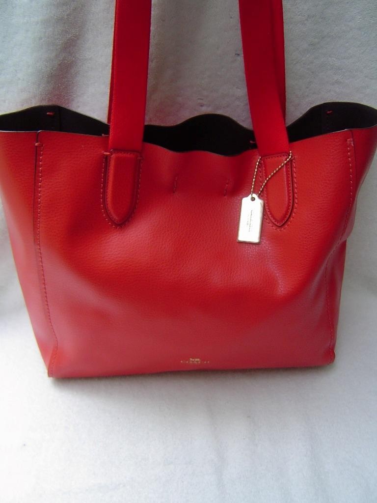 AUTHENTIC COACH RED LEATHER DERBY TOTE #58660 EUC/LN