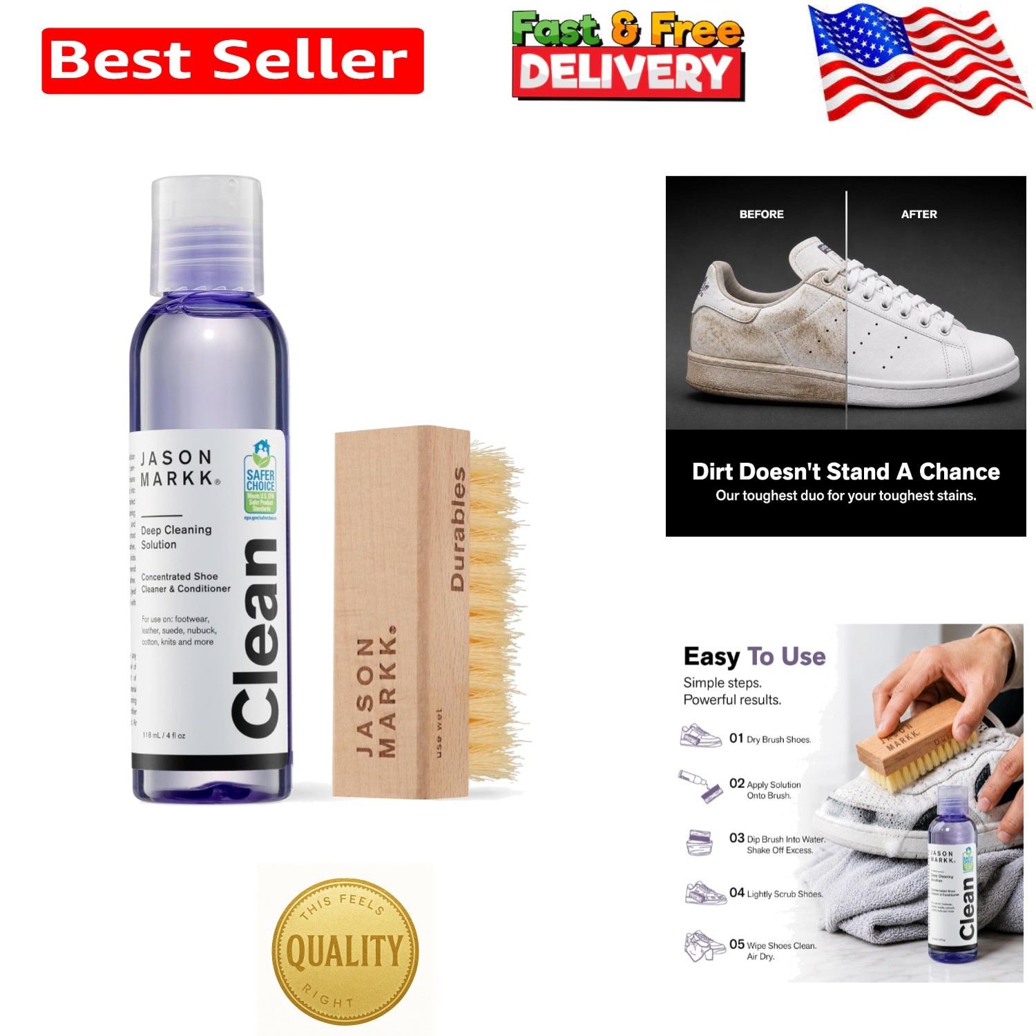 Professional 4 oz Sneaker Care Kit: Deep Clean & Durable Brush for Any Footwear