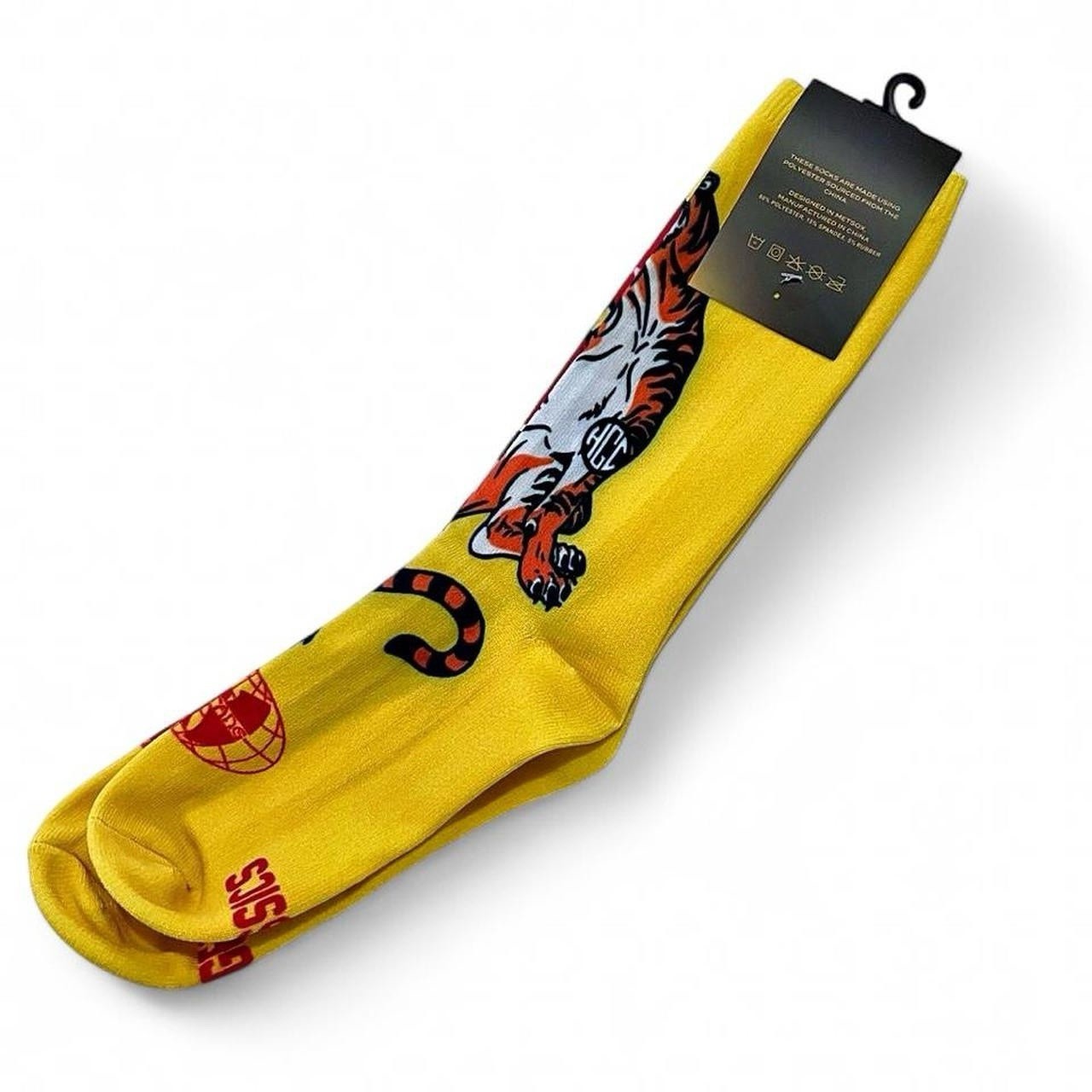 Wutang Clan C.R.E.A.M. Tiger Yellow/Red/Black/White Socks Size Large-XL/9-13