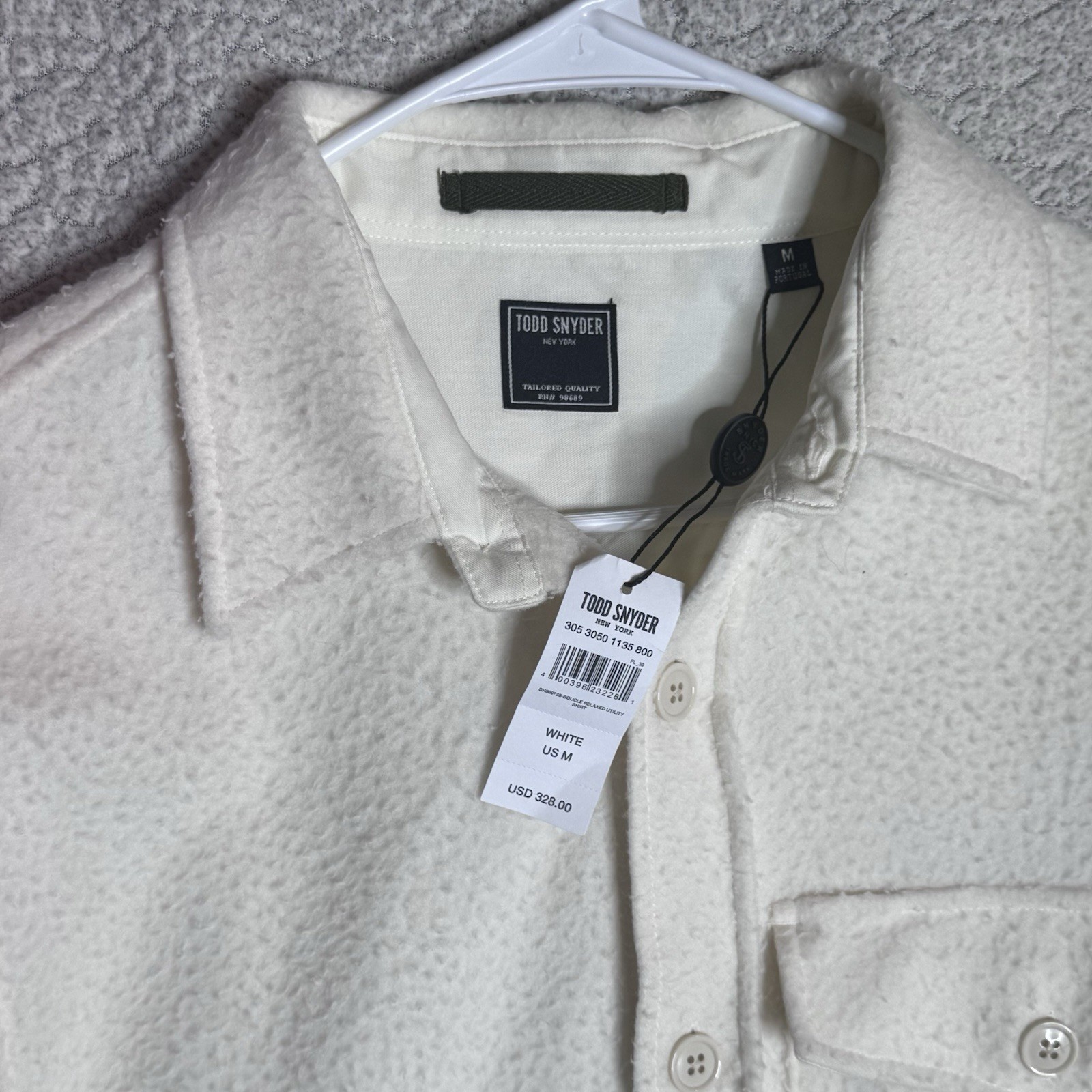 Todd Snyder Boucle Relaxed Utility Shirt Shacket Men’s Medium Cream White
