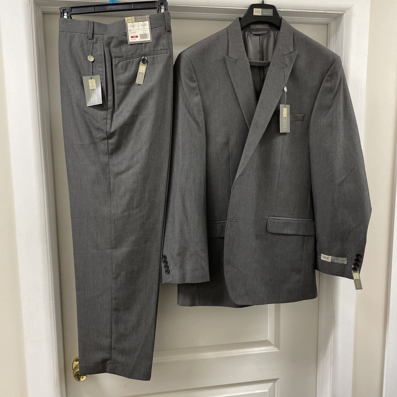 Joseph Abboud 2 Piece Suit Mens 46L 36×32 Gray Style GORAP