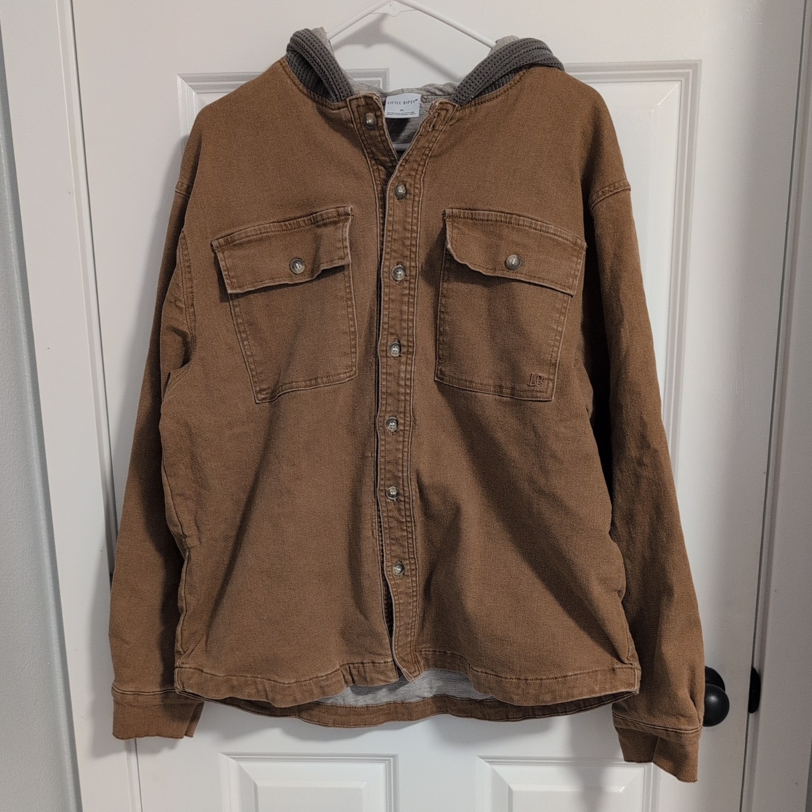 New Without Tags Little Bipsy Shacket Mens XL Brown Hooded Shirt/Jacket