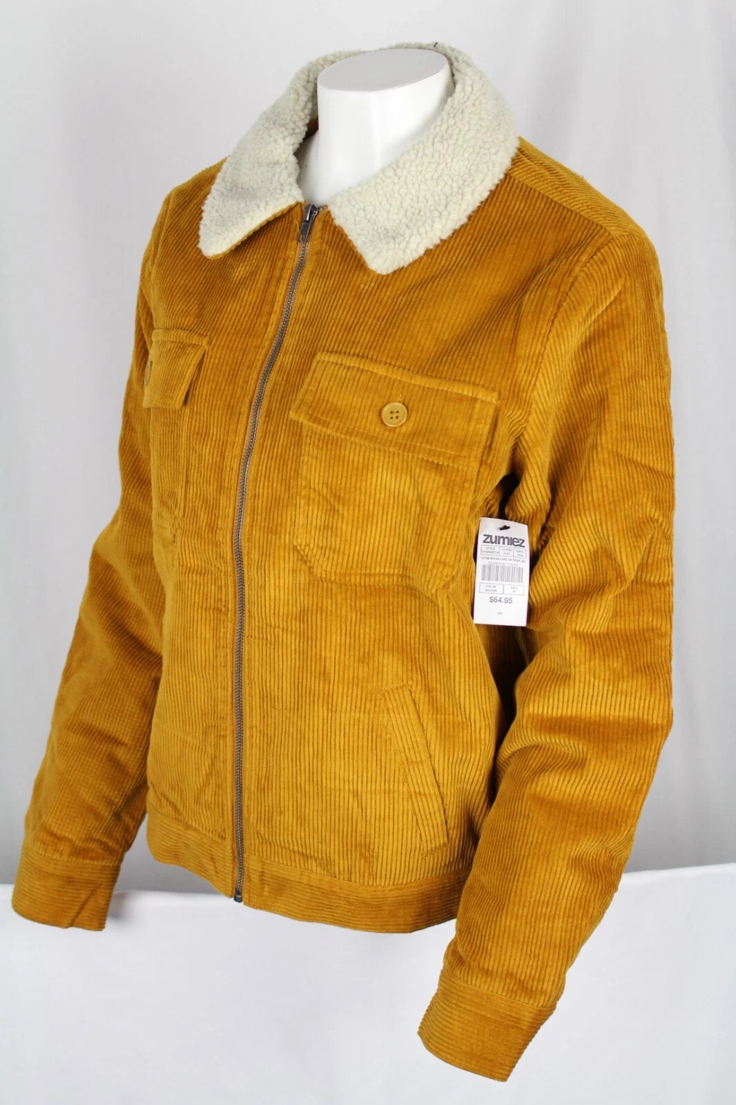 Empyre Women’s Corduroy Jacket Tatum Full Zip Brown Sherpa Collar Lined