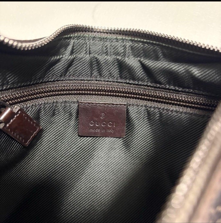 GUCCI GG Monogram Half Moon Crossbody Shoulder Bag Brown