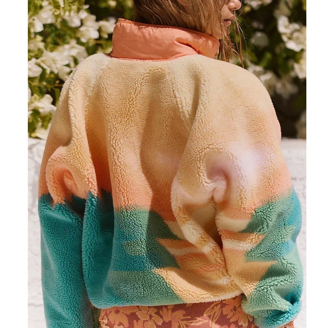 Free People Movement Hit The Slopes Printed Fleece Pullover Sunset Multi Color S
