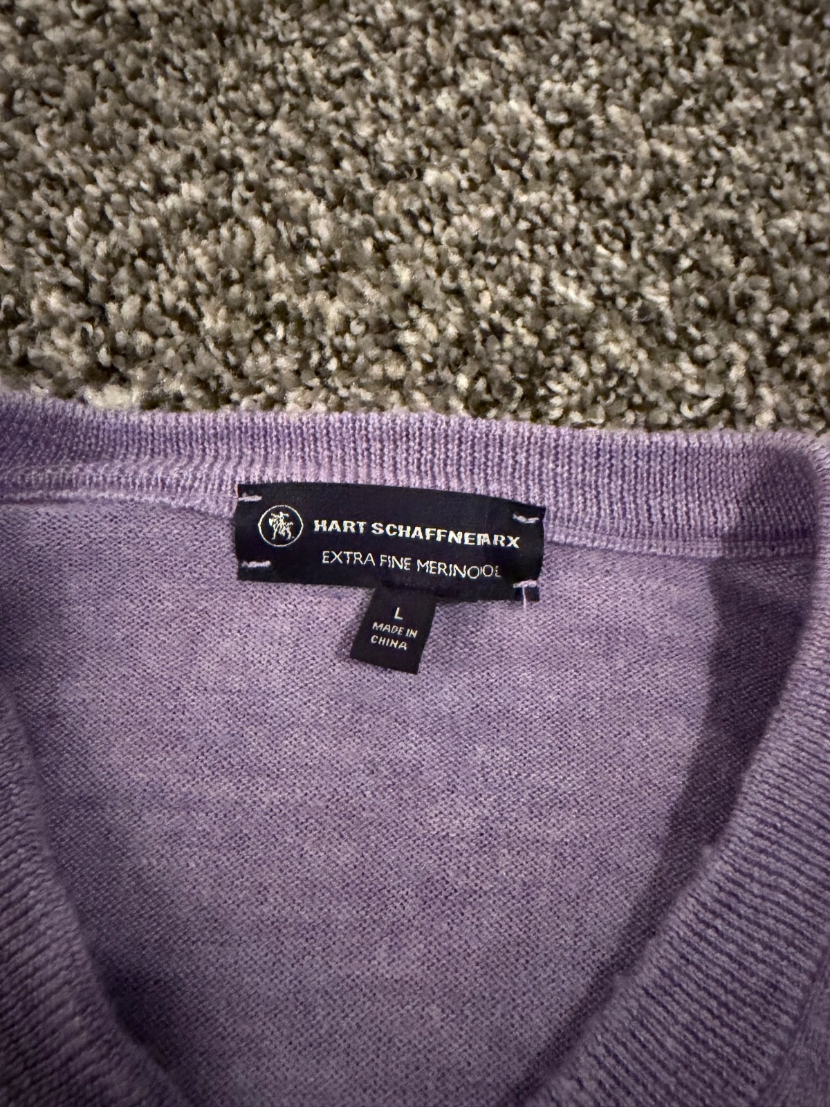 Hart Schaffner Marx Men Sweater Lavender Size Large 100% Fine Merino Wool