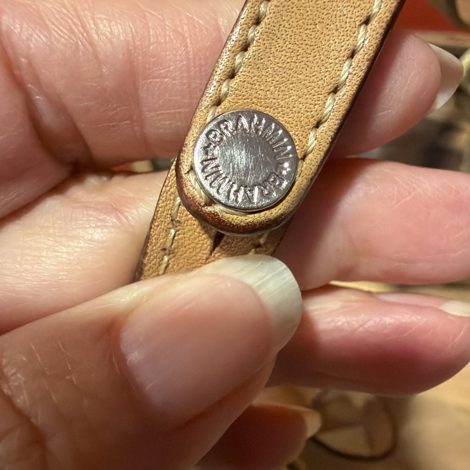 Small Brahmin Crossbody Tan And Brown Oak Leaf