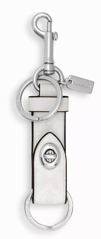 💙Coach Trigger Snap Bag Charm – CY235 White Chalk Signature Canvas/Leather -NWT