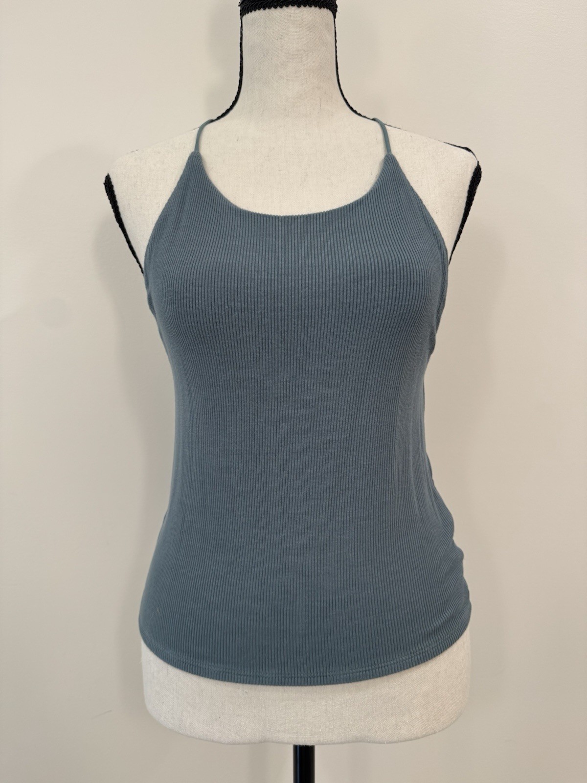 American Eagle Soft & Sexy Ribbed Racerback Tank Top Womens M Blue Viscose