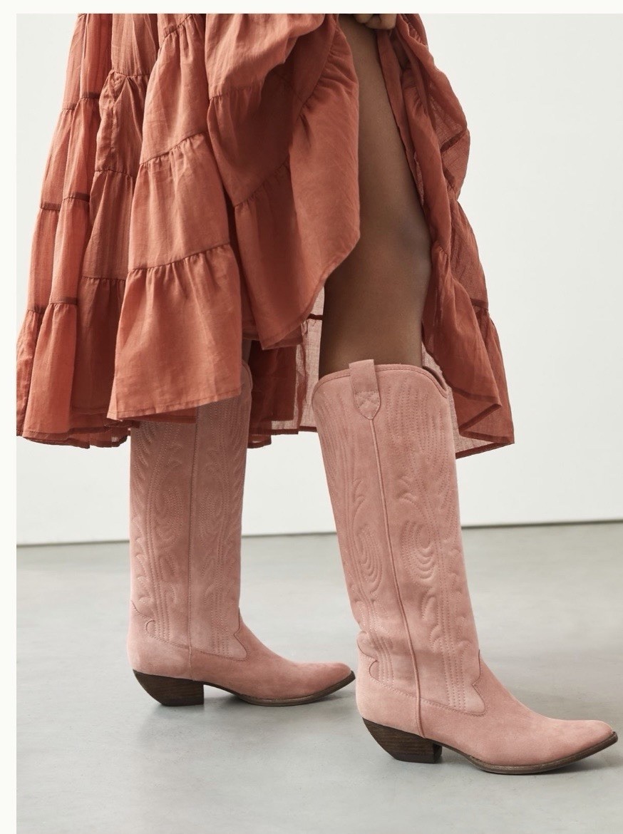 NEW JEFFREY CAMPBELL Sz 9/40 KNEE HIGH WESTERN CALVERA SUEDE BOOTS IN PINK