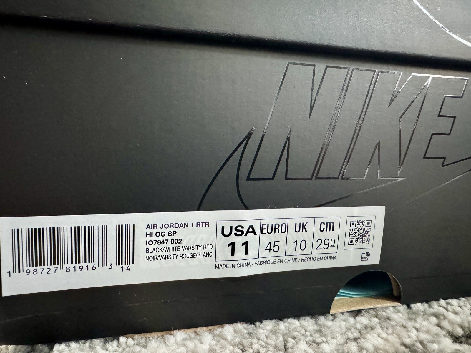 Air Jordan 1 x Fragment x Union LA Retro High Varsity Red IO7847-002 – Size 11