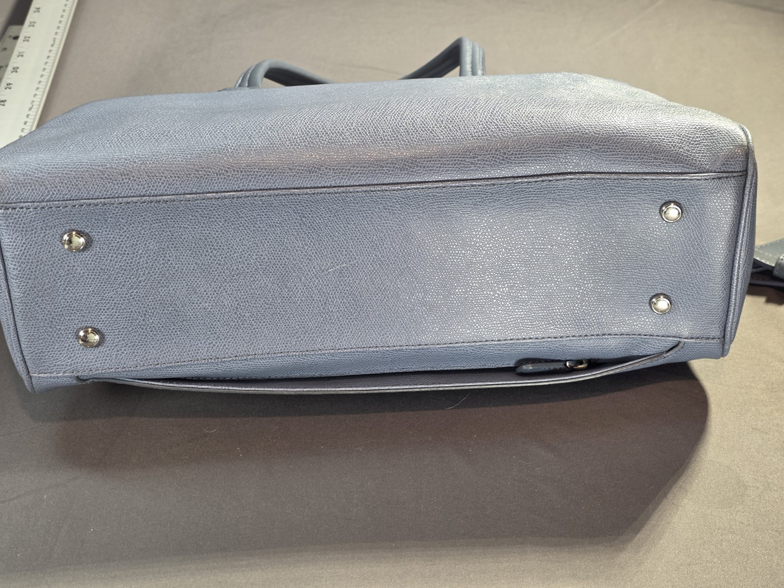 Tumi Dusty Blue Pebbled Leather Tote