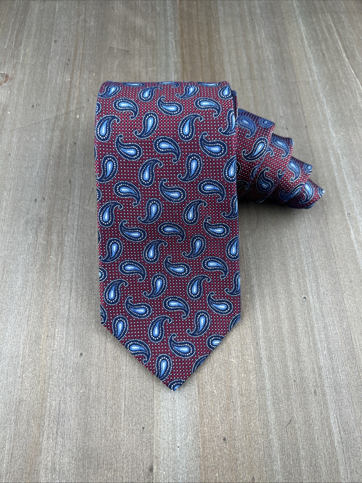 CREMIEUX Silk Tie Designer Geometric Red W3.25xL58 Made in USA Luxury