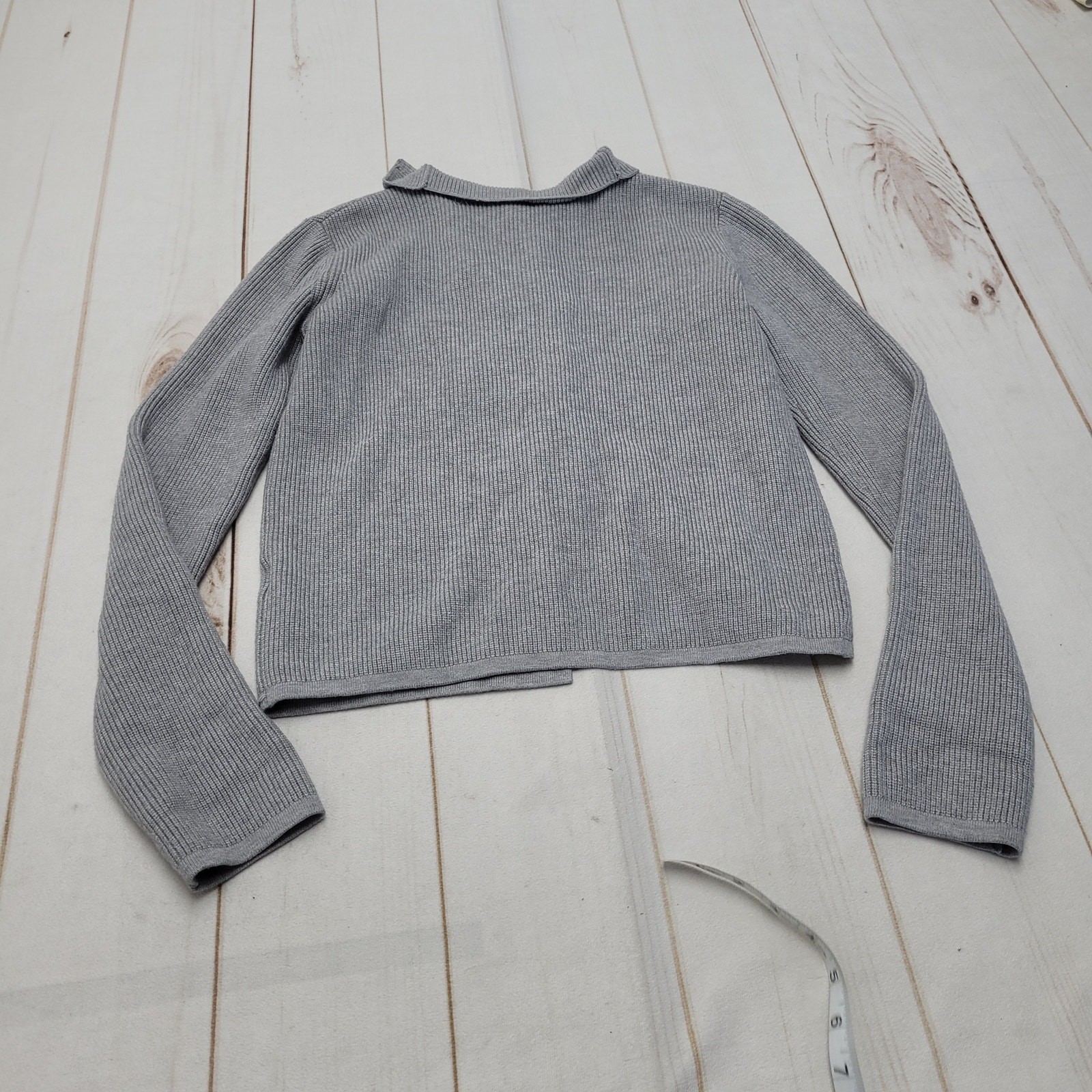 Na-Kd NAKD gray ribbed knit cardigan sweater asymmetrical minimalist medium